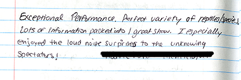 testimonial for reptile adventures